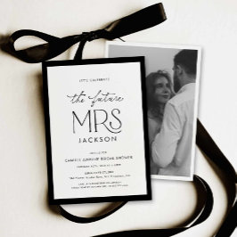 Convites Chic Black & White Bridal Shower Photo Invitation