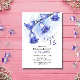 Convites Chic Bluebell Flower Blossom 16º Aniversário