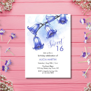 Convites Chic Bluebell Flower Blossom 16º Aniversário