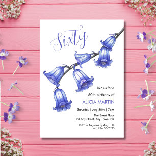 Convites Chic Bluebell Flower Blossom 60º Aniversário
