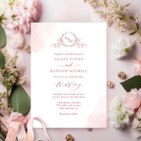 Chic Blush Pink Watercolor Mantém Casamento Monogr