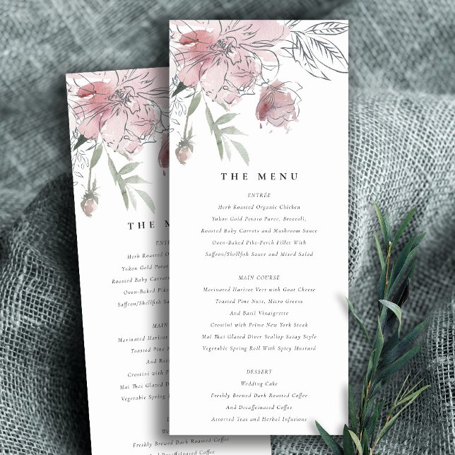 Convites Chic Blush Watercolor Floral Wedch Card (Criador carregado)