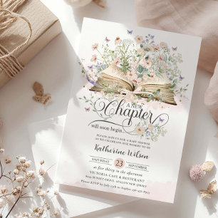 Convites Chic Blush Wildflower Book Novo Chá de fraldas de 