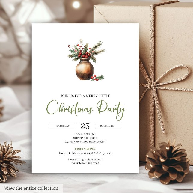 Convites Chic Bohemian Neutral Botanical Holiday Dinner   (Chic Bohemian Neutral Botanical Holiday Dinner Card)
