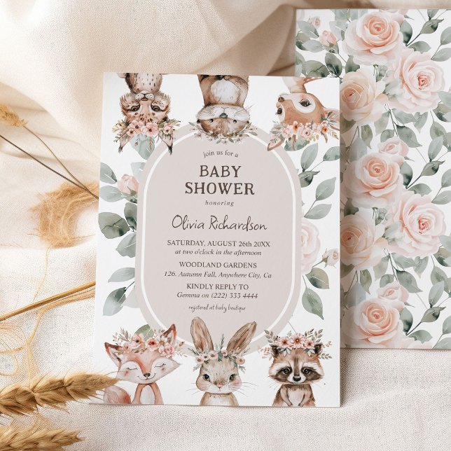 Convites Chic Boho Animais da Floresta Chá de Bebê (Criador carregado)