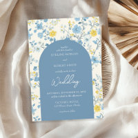 Chic Boho - Arco de flores azuis e amarelas de alg
