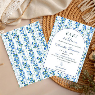 Convites Chic Boho Azul Menino Flor Silvestre Chuveiro de B