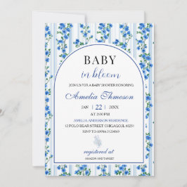 Convites Chic Boho Azul Menino Flor Silvestre Shower de Beb