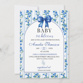 Convites Chic Boho Azul Menino Flor Silvestre Shower de Beb
