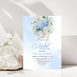 Convites Chic Boho Blue Hydrangeas Bridal Shower Invitation