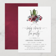 Chic Boho Chá de Bebê Festa do Chá Burgundy e Azul