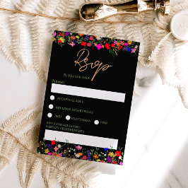 Convites Chic boho flores silvestres brilhantes rsvp