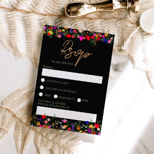 Convites Chic boho flores silvestres brilhantes rsvp
