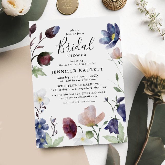 Convites Chic Boho Flores Silvestres Casamento Chá de Noiva (Criador carregado)