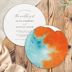Convites Chic Boho Laranja Queimada Arte Casamento Aquarela