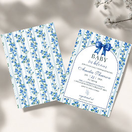 Convites Chic Boho Menino Flor de Campo Azul Chá de Bebê fl