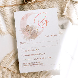Convites Chic boho rustic pampas floral moon rsvp