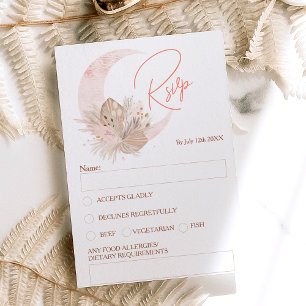 Convites Chic boho rustic pampas floral moon rsvp