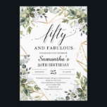 Convites Chic Boho verde dourado cinquenta e fabuloso<br><div class="desc">Chic Boho verde folhagem 50 e convites fabulosos,  Contacte-me para itens correspondentes ou para personalização,  Rosas Blush ©</div>