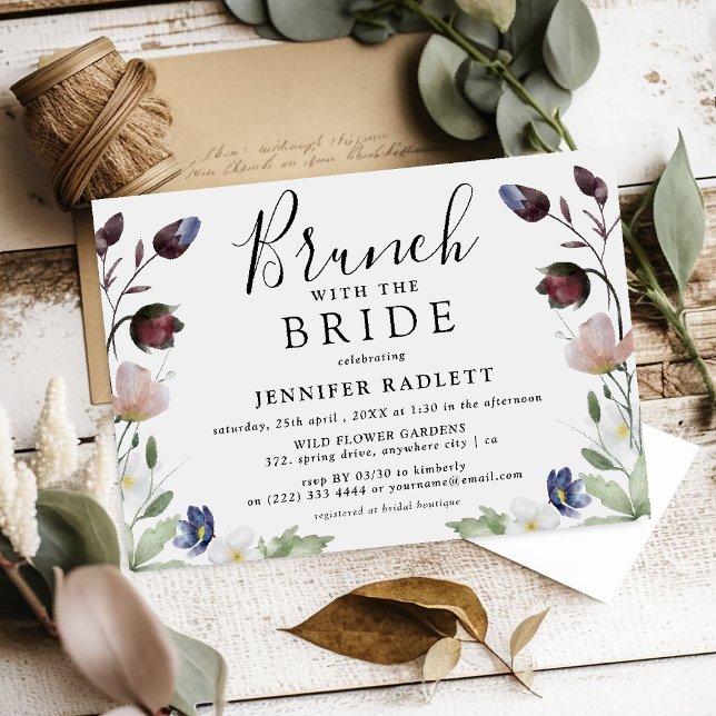 Convites Chic Boho Wedding Wildflower Bridal Brunch (Criador carregado)