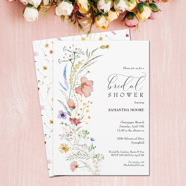 Convites Chic Boho Wildflower Chá de panela (Chic Boho Wildflower Bridal Shower Invitations - PRINTED and/or INSTANT DOWNLOAD)