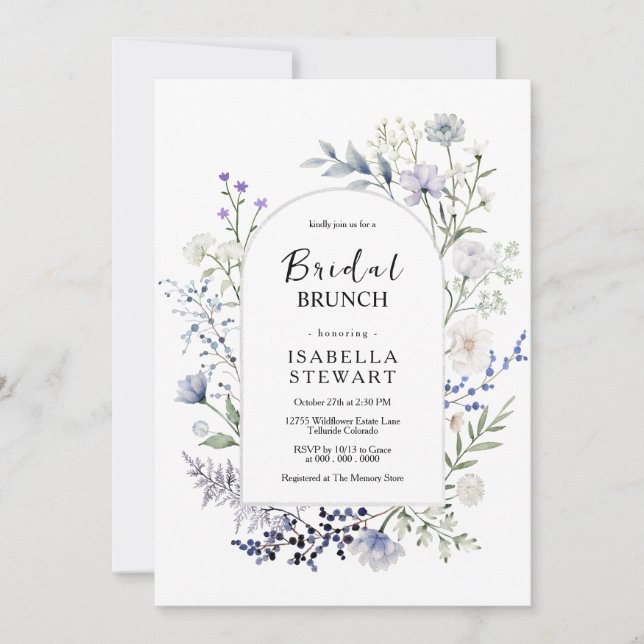 Convites Chic Botanical Watercolor Bridal Bridal Brunch (Frente)