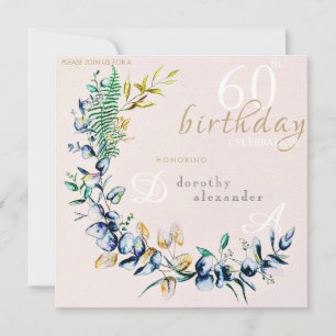 Convites Chic Botanical Wreath Milestone Aniversário Convit