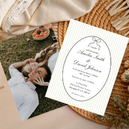 Convites Chic Bow Minimalista Listra Verde Casamento