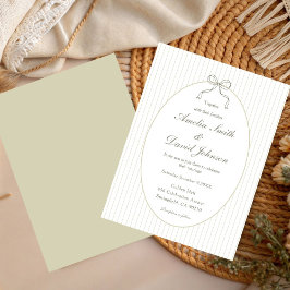 Convites Chic Bow Minimalista Listra Verde Casamento
