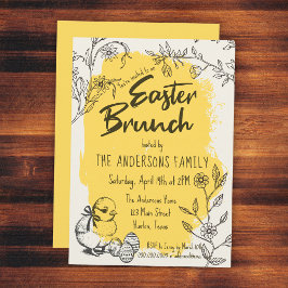 Convites Chic Brunch Amarelo de Páscoa