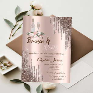 Convites Chic Brunch com Drips de Ouro Rosa & Bubbly Chá de