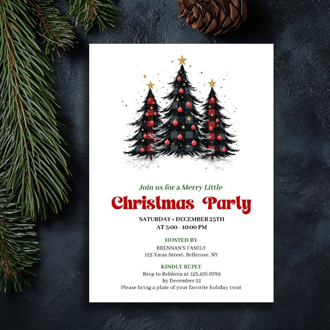Convites Chic Buffalo Check Festive Party Digital Invite (Chic Buffalo Check Festive Party Digital Invite)
