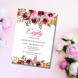 Convites Chic Burgundy Rosa verde verde verde aniversário