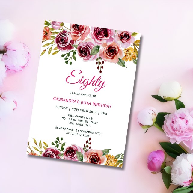 Convites Chic Burgundy Rosa verde verde verde aniversário (Criador carregado)