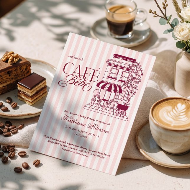 Convites Chic Café Parisiense Bébé Chá de Bebê Francês (Criador carregado)