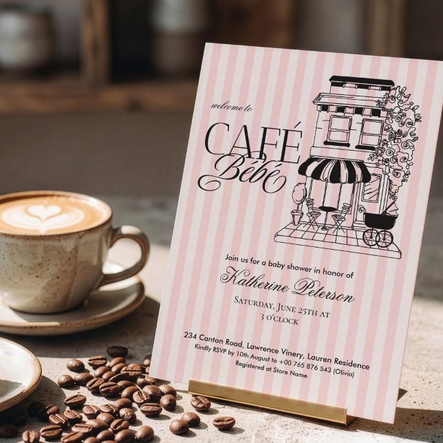 Convites Chic Café Parisiense Bébé Chá de Bebê Francês (Criador carregado)