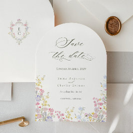 Convites Chic Caligrafia flores silvestres Casamento Salve