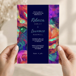 Convites Chic Casamento Floral Botânico Colorido