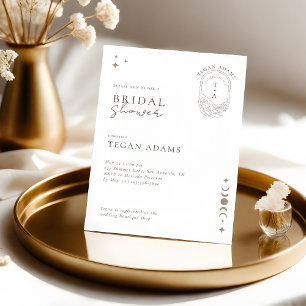 Convites Chic Celestial Lua Stars Monograma Chá de panela