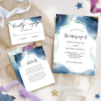 Chic Celestial Watercolor Starry Casamento