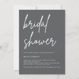 Convites Chic Charcoal Modern Bridal Shower Invitation 