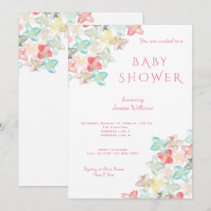 Convites Chic Clássico Chuveiro de Bebê Floral Aquarela