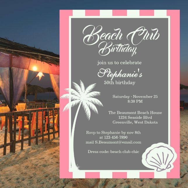 Convites Chic Clube de Praia de Faixa Costeira 50º Aniversá (Criador carregado)