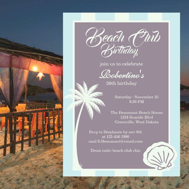Convites Chic Clube de Praia de Faixa Costeira 50º Aniversá (Criador carregado)