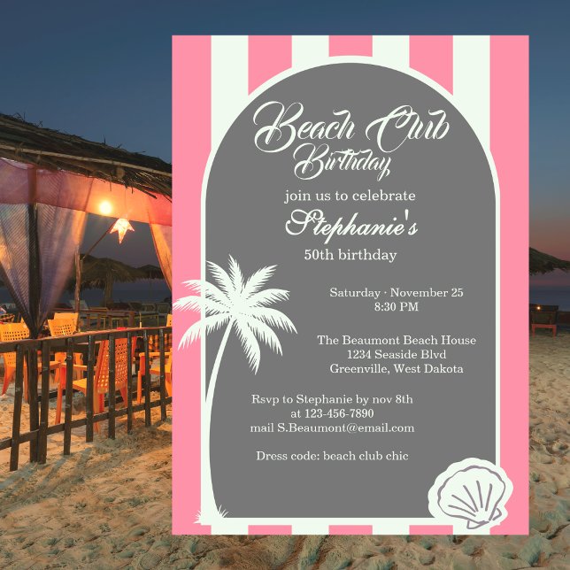Convites Chic Clube de Praia de Faixa Costeira 50º Aniversá (Criador carregado)