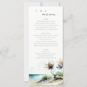 Convites Chic Coastal Palm Beach Seascape Wedding Menu Card