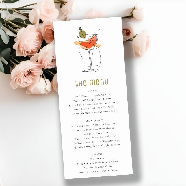 Convites Chic Cocktail Wine Line Drake Weding Menu Card (Criador carregado)