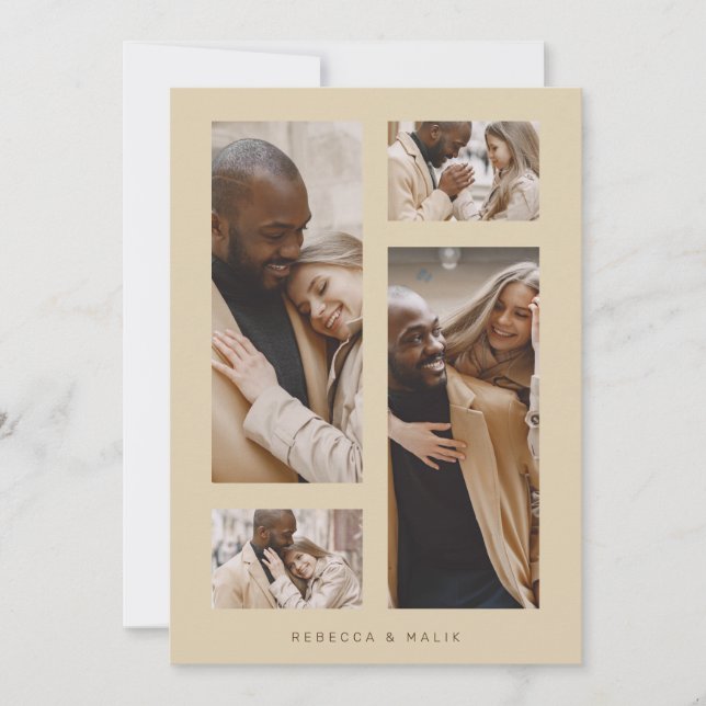 Convites Chic Collage Minimalista Trendy Wedding 4 Fotos  (Frente)