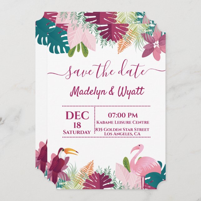 Convites Chic Colorido Flamenco Selvagem (Frente/Verso)