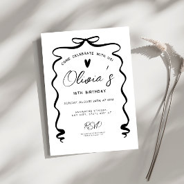 Convites Chic coquette Black Bow 16th Birthday Party